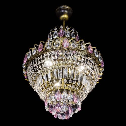 Люстра Ника подвесная Розовая под бронзу в Ижевске Гусь Хрустальный