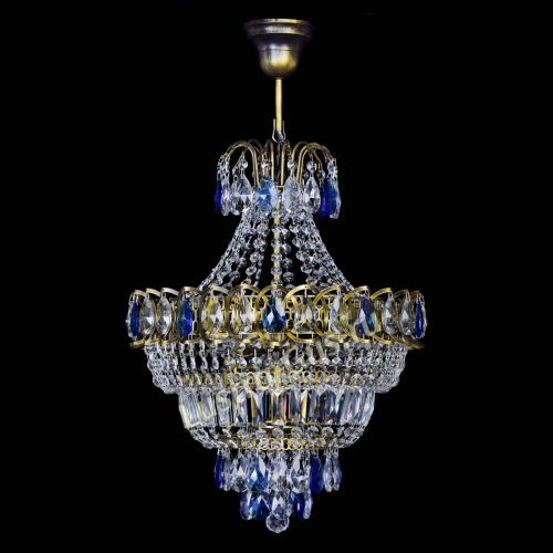 Люстра Ника подвесная Синяя под бронзу в Ижевске Гусь Хрустальный