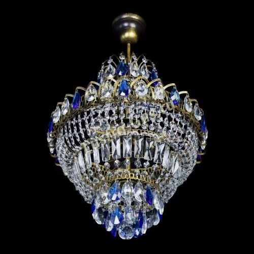 Люстра Ника подвесная Синяя под бронзу в Ижевске Гусь Хрустальный