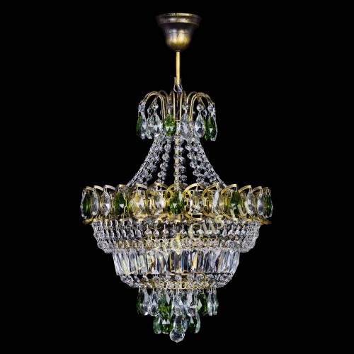 Люстра Ника подвесная Зеленая под бронзу в Ижевске Гусь Хрустальный