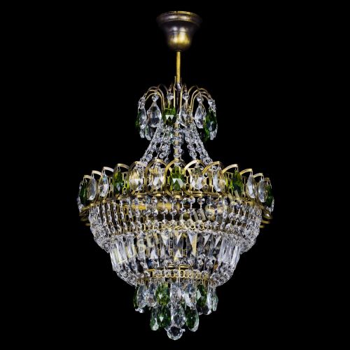 Люстра Ника подвесная Зеленая под бронзу в Ижевске Гусь Хрустальный