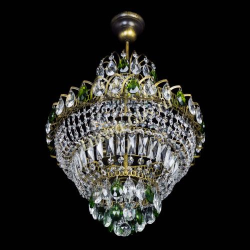 Люстра Ника подвесная Зеленая под бронзу в Ижевске Гусь Хрустальный