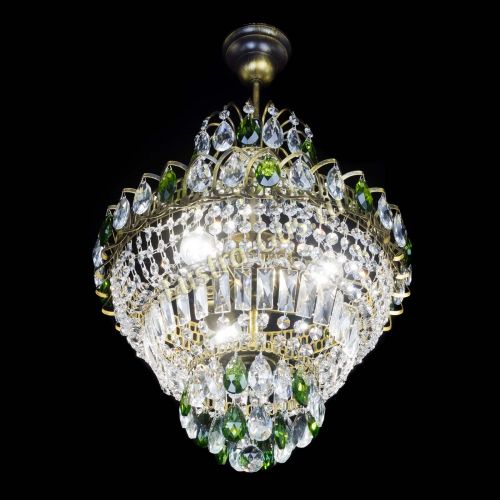 Люстра Ника подвесная Зеленая под бронзу в Ижевске Гусь Хрустальный