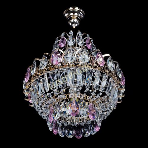 Люстра Ника 1 лампа розовая в Ижевске Гусь Хрустальный