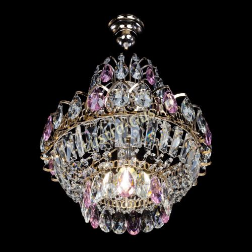 Люстра Ника 1 лампа розовая в Ижевске Гусь Хрустальный