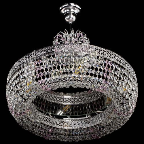 Люстра Венеция Кольцо с подвесом Розовая в Ижевске Гусь Хрустальный