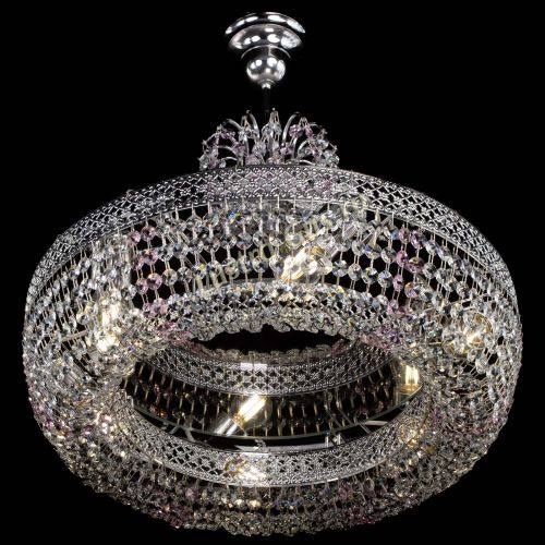 Люстра Венеция Кольцо с подвесом Розовая в Ижевске Гусь Хрустальный