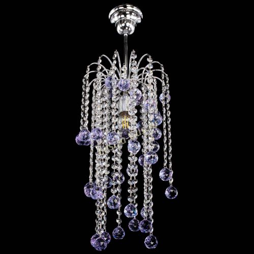 Люстра Зима каскад шар 30 фиолетовая в Ижевске Гусь Хрустальный