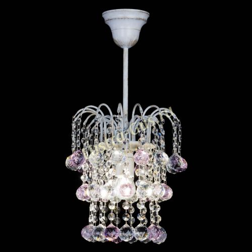 Люстра Зима шар розовая (белая патина)  в Ижевске Гусь Хрустальный