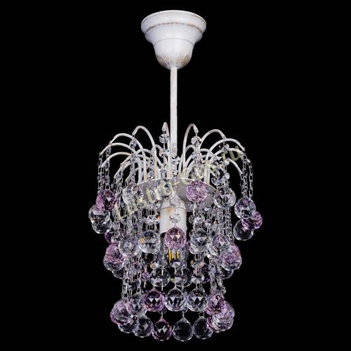 Люстра Зима шар розовая (белая патина)  в Ижевске Гусь Хрустальный