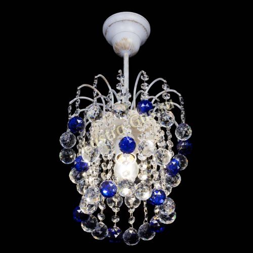 Люстра Зима шар синяя (белая патина)  в Ижевске Гусь Хрустальный