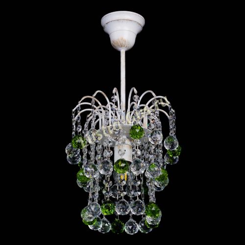 Люстра Зима шар зеленая (белая патина)  в Ижевске Гусь Хрустальный