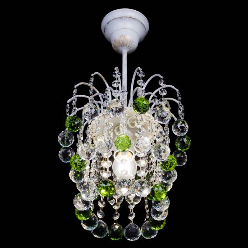 Люстра Зима шар зеленая (белая патина)  в Ижевске Гусь Хрустальный