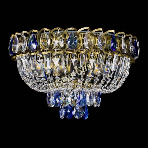 Люстра Астра Бутон №3 синяя под бронзу в Ижевске Гусь Хрустальный