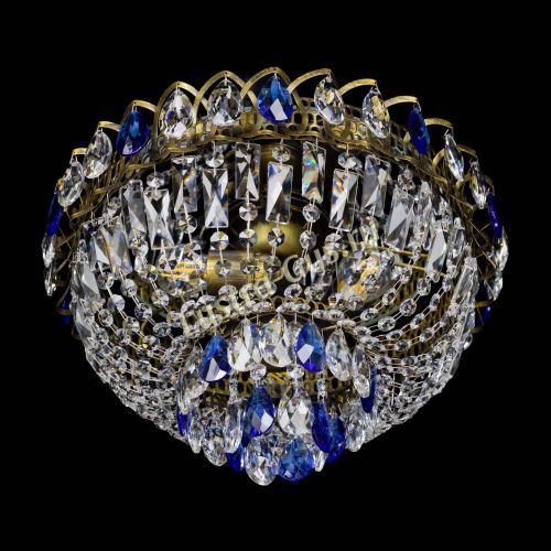 Люстра Астра Бутон №3 синяя под бронзу в Ижевске Гусь Хрустальный