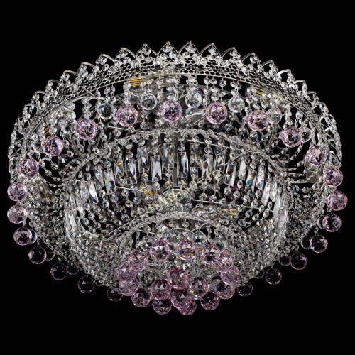 Люстра Хрустальный каскад №3 Шар розовая в Ижевске Гусь Хрустальный