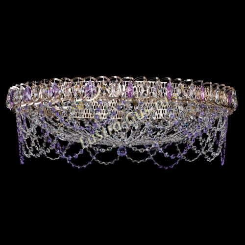 Люстра Каскад Ажур 700 мм фиолетовый в Ижевске Гусь Хрустальный