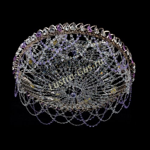 Люстра Каскад Ажур 700 мм фиолетовый в Ижевске Гусь Хрустальный