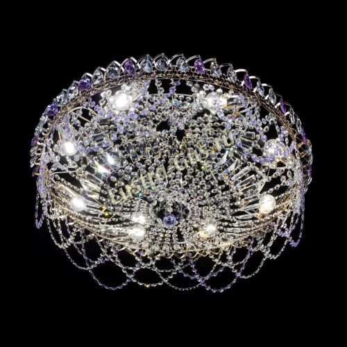Люстра Каскад Ажур 700 мм фиолетовый в Ижевске Гусь Хрустальный