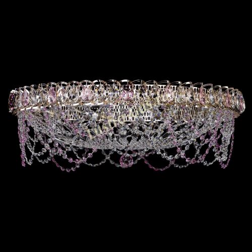 Люстра Каскад Ажур 700 мм розовый в Ижевске Гусь Хрустальный