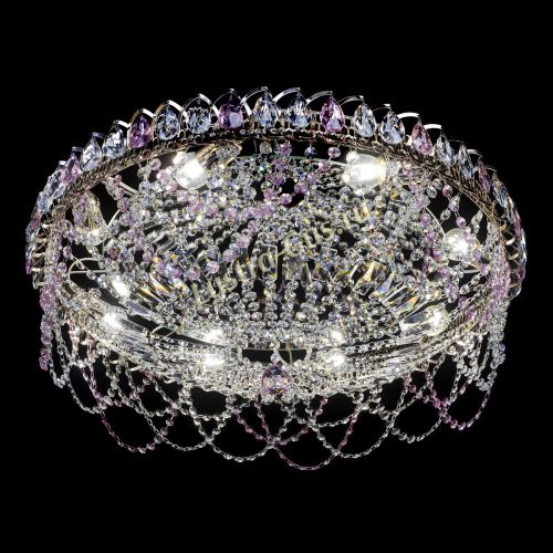 Люстра Каскад Ажур 700 мм розовый в Ижевске Гусь Хрустальный