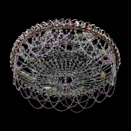 Люстра Каскад Ажур 700 мм розовый в Ижевске Гусь Хрустальный