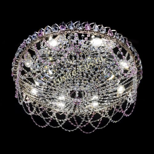 Люстра Каскад Ажур 700 мм розовый в Ижевске Гусь Хрустальный