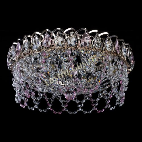 Люстра Хрустальный Каскад Ажур розовый в Ижевске Гусь Хрустальный