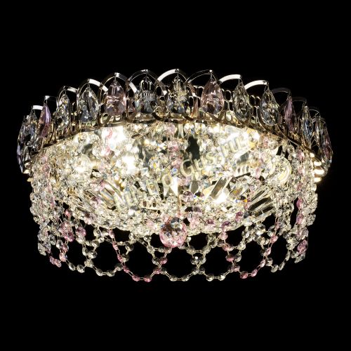 Люстра Хрустальный Каскад Ажур розовый в Ижевске Гусь Хрустальный