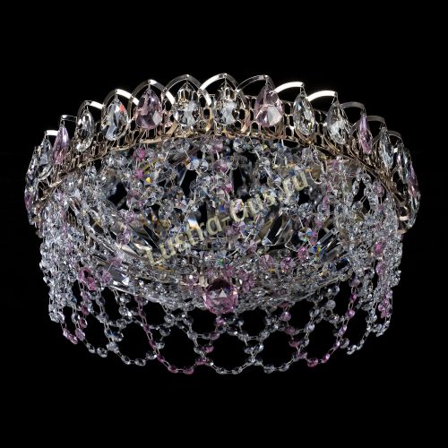 Люстра Хрустальный Каскад Ажур розовый в Ижевске Гусь Хрустальный