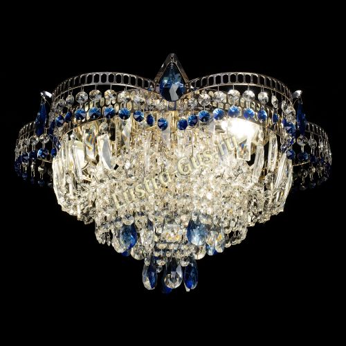 Люстра Камея №1 - 3 лампы синяя в Ижевске Гусь Хрустальный