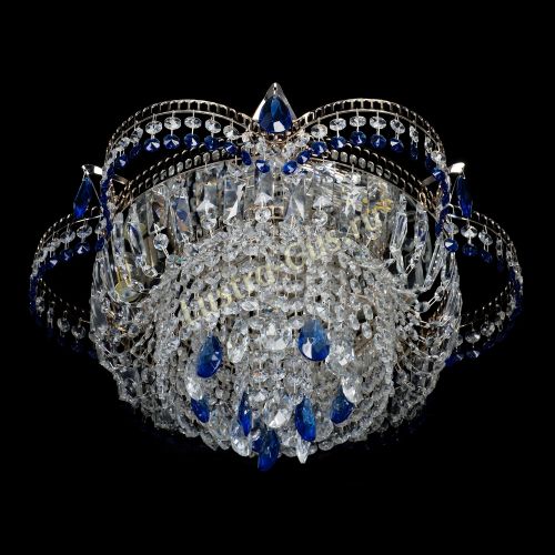 Люстра Камея №1 - 3 лампы синяя в Ижевске Гусь Хрустальный