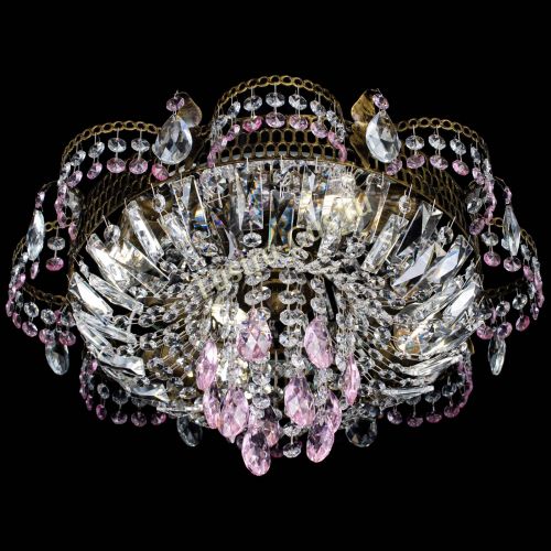 Люстра Камея №4 под бронзу розовая в Ижевске Гусь Хрустальный