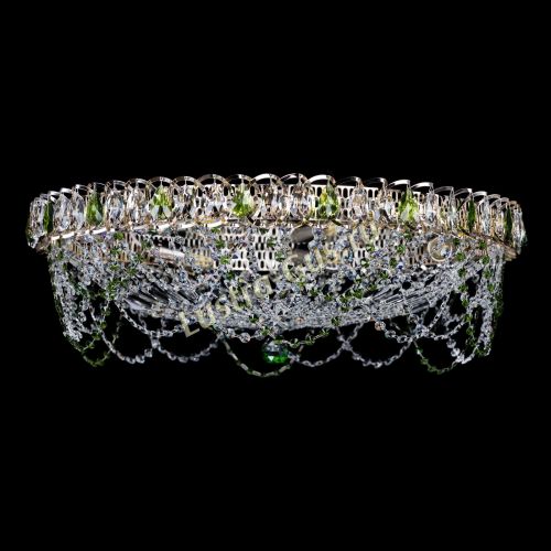 Люстра Каскад Ажур 700 мм зеленый в Ижевске Гусь Хрустальный