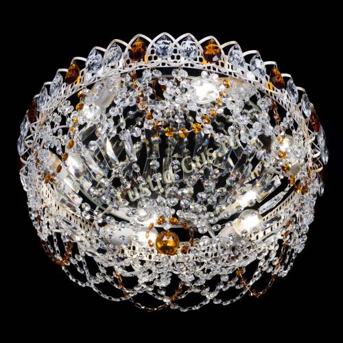 Люстра Каскад Ажур Чайная белая в Ижевске Гусь Хрустальный