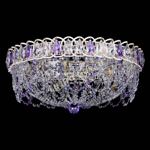 Люстра Каскад Ажур Фиолетовая белая в Ижевске Гусь Хрустальный