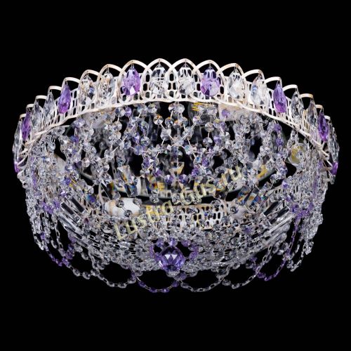 Люстра Каскад Ажур Фиолетовая белая в Ижевске Гусь Хрустальный