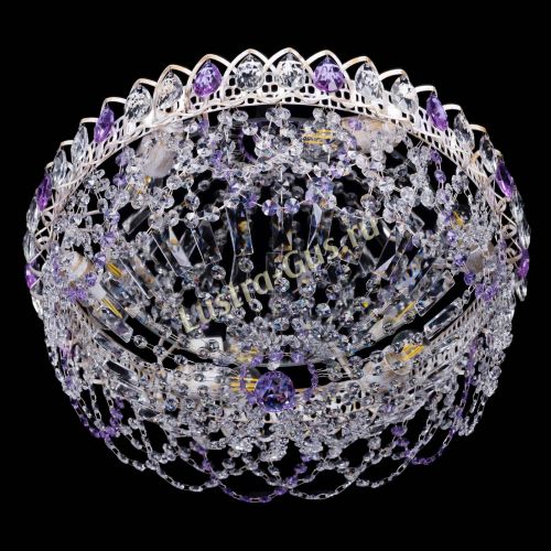 Люстра Каскад Ажур Фиолетовая белая в Ижевске Гусь Хрустальный