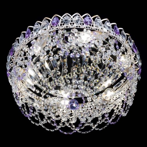 Люстра Каскад Ажур Фиолетовая белая в Ижевске Гусь Хрустальный
