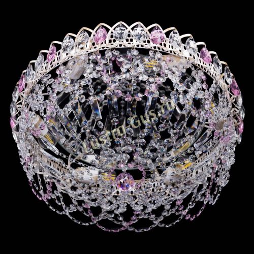 Люстра Каскад Ажур Розовая белая в Ижевске Гусь Хрустальный