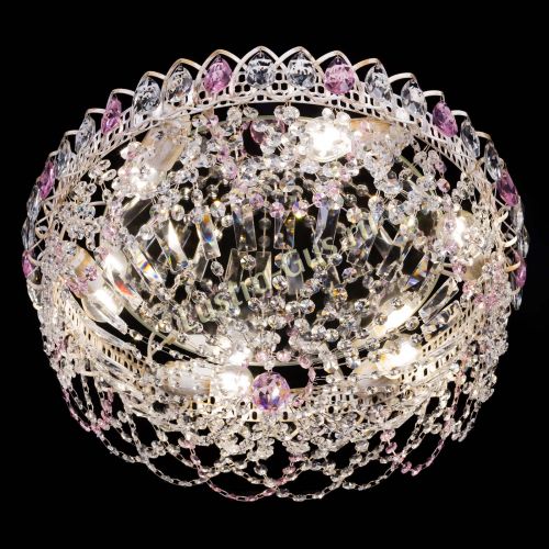 Люстра Каскад Ажур Розовая белая в Ижевске Гусь Хрустальный