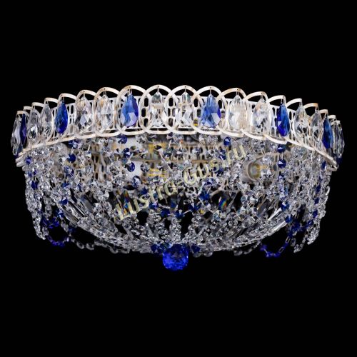 Люстра Каскад Ажур Синяя белая в Ижевске Гусь Хрустальный