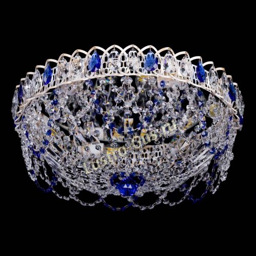 Люстра Каскад Ажур Синяя белая в Ижевске Гусь Хрустальный