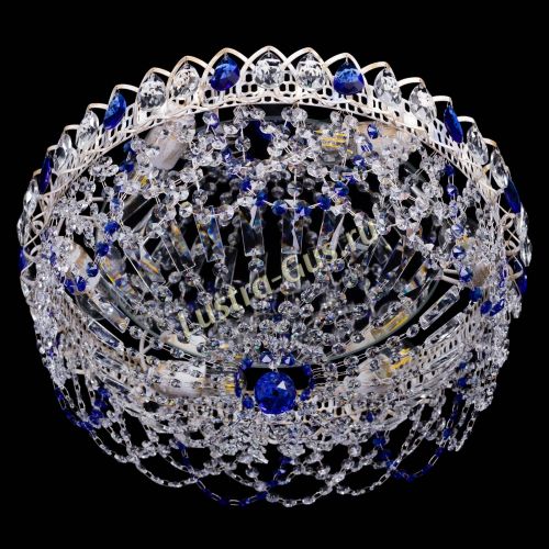 Люстра Каскад Ажур Синяя белая в Ижевске Гусь Хрустальный