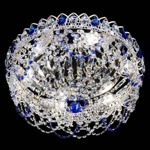 Люстра Каскад Ажур Синяя белая в Ижевске Гусь Хрустальный