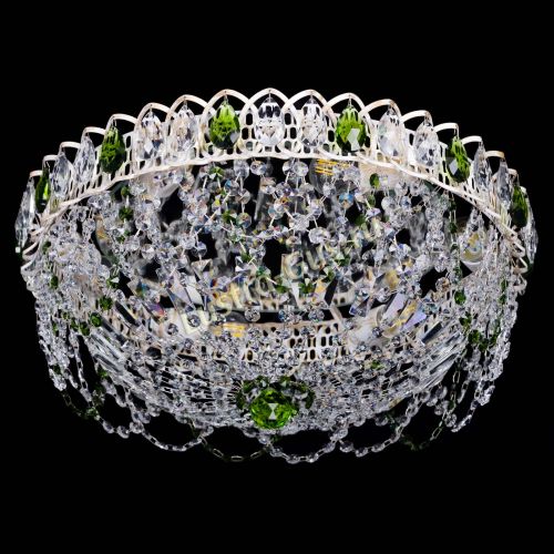 Люстра Каскад Ажур Зеленая белая в Ижевске Гусь Хрустальный