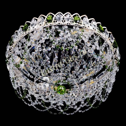 Люстра Каскад Ажур Зеленая белая в Ижевске Гусь Хрустальный