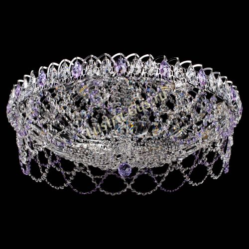 Люстра Каскад Ажур 700 мм фиолетовый в Ижевске Гусь Хрустальный