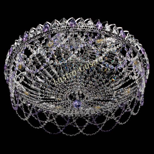 Люстра Каскад Ажур 700 мм фиолетовый в Ижевске Гусь Хрустальный