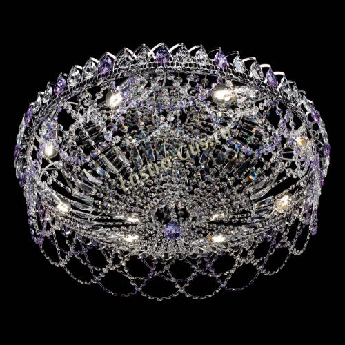 Люстра Каскад Ажур 700 мм фиолетовый в Ижевске Гусь Хрустальный